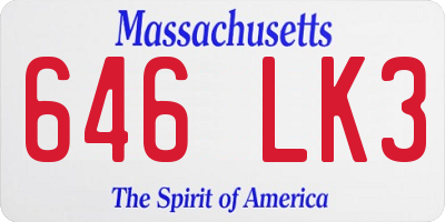 MA license plate 646LK3