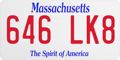 MA license plate 646LK8