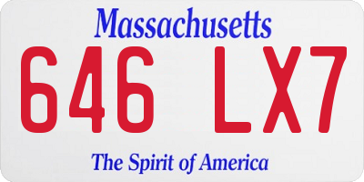 MA license plate 646LX7