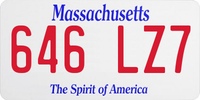 MA license plate 646LZ7