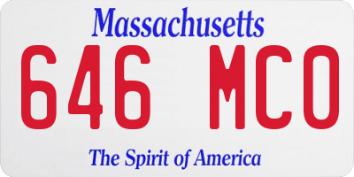 MA license plate 646MC0