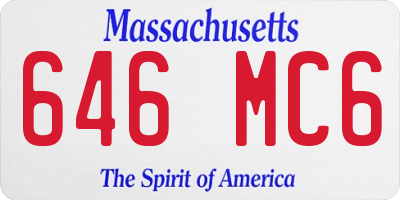 MA license plate 646MC6