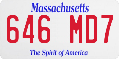MA license plate 646MD7
