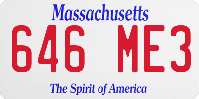 MA license plate 646ME3