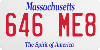 MA license plate 646ME8