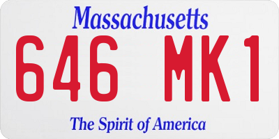 MA license plate 646MK1