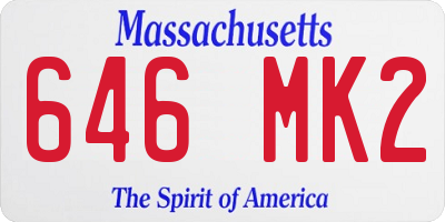 MA license plate 646MK2