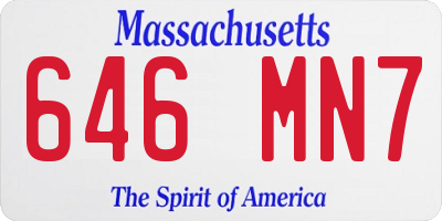 MA license plate 646MN7