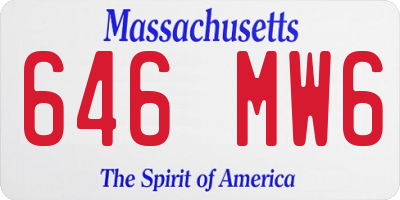 MA license plate 646MW6