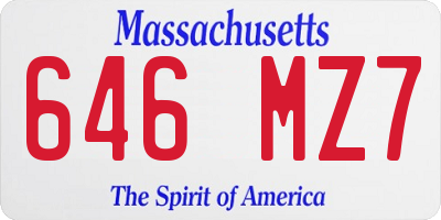 MA license plate 646MZ7