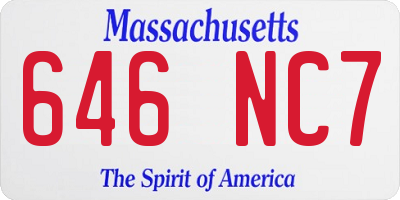 MA license plate 646NC7