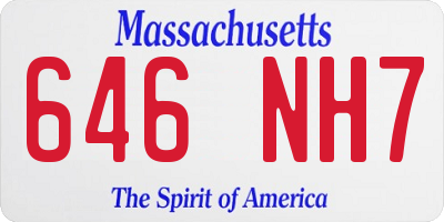 MA license plate 646NH7