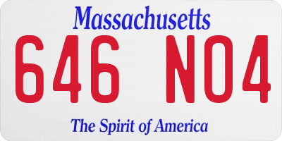 MA license plate 646NO4