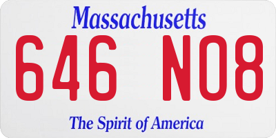 MA license plate 646NO8