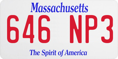 MA license plate 646NP3