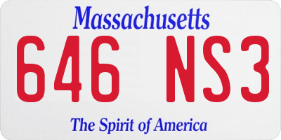 MA license plate 646NS3