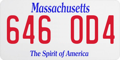 MA license plate 646OD4