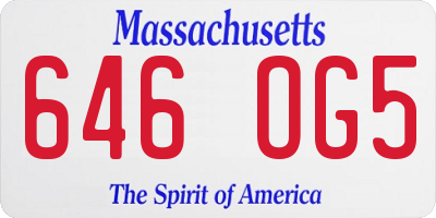 MA license plate 646OG5