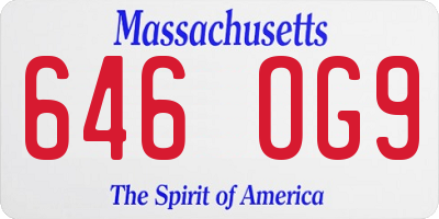 MA license plate 646OG9