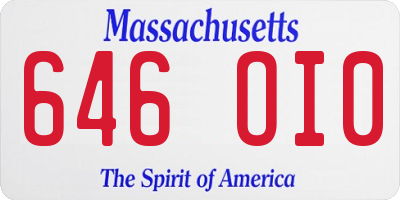 MA license plate 646OI0