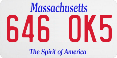 MA license plate 646OK5