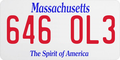 MA license plate 646OL3