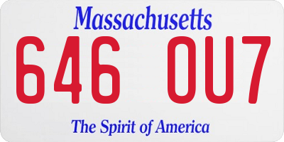 MA license plate 646OU7
