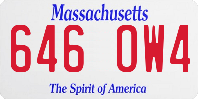 MA license plate 646OW4