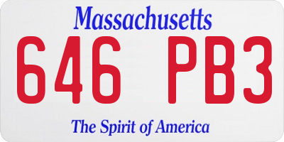 MA license plate 646PB3