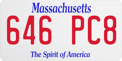MA license plate 646PC8