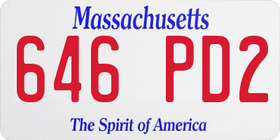 MA license plate 646PD2