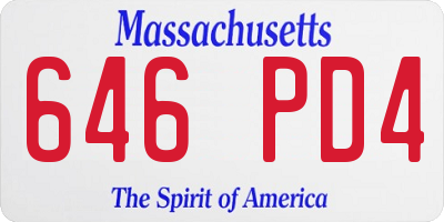 MA license plate 646PD4