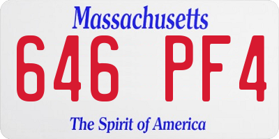 MA license plate 646PF4