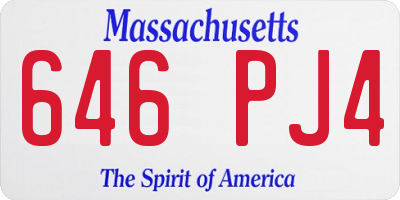 MA license plate 646PJ4