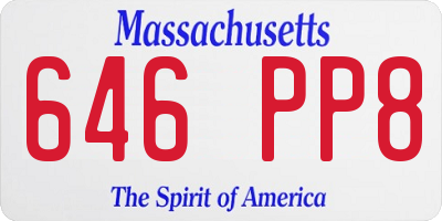 MA license plate 646PP8