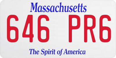MA license plate 646PR6