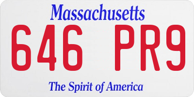 MA license plate 646PR9