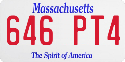 MA license plate 646PT4