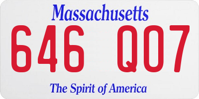 MA license plate 646QO7