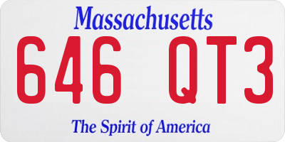 MA license plate 646QT3