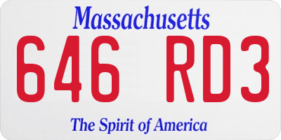 MA license plate 646RD3