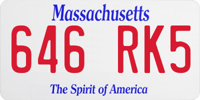 MA license plate 646RK5