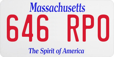 MA license plate 646RP0