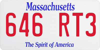 MA license plate 646RT3