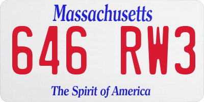 MA license plate 646RW3