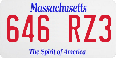 MA license plate 646RZ3