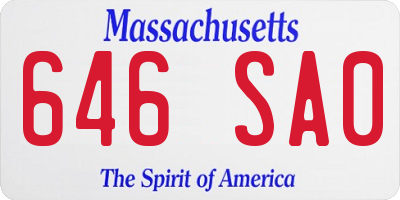 MA license plate 646SA0
