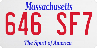 MA license plate 646SF7