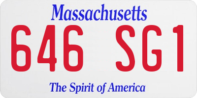 MA license plate 646SG1
