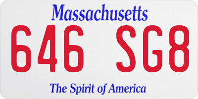 MA license plate 646SG8